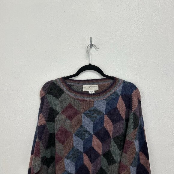 Peruvian Connection Sweater Sz XL Alpaca Wool Hand Made Knit Abstract Multicolor - Picture 3 of 11